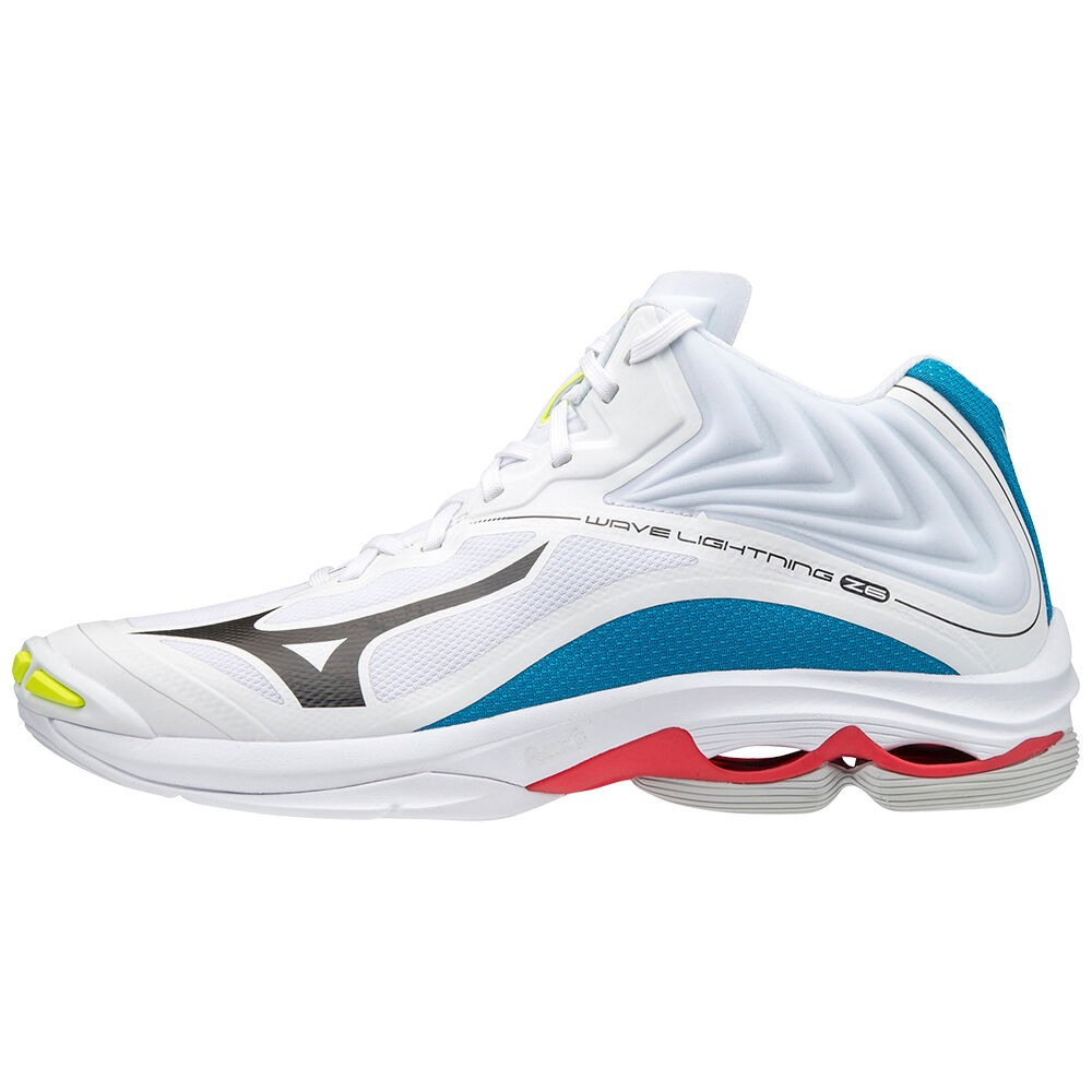 Scarpe Pallavolo Mizuno Wave Lightning Z6 Mid Uomo - Bianche/Nere/Blu - 63519-GWOQ